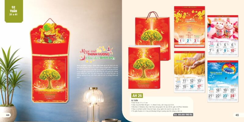 Mẫu lịch 52 tuần Tết 2027 cao cấp sang trọng