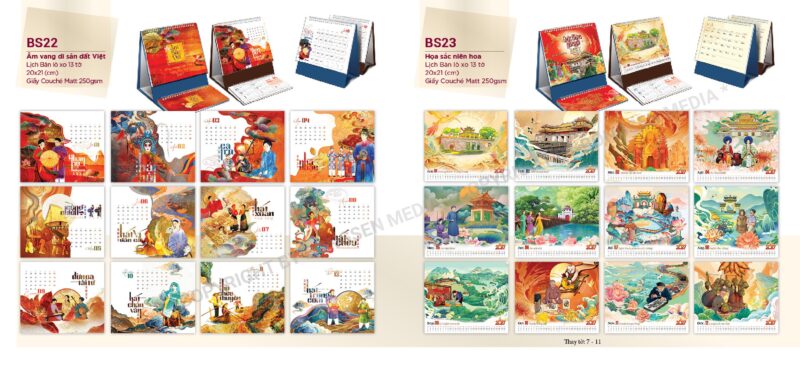 Cuốn lịch bàn chữ M có phần ghi chú công việc tiện lợi in logo doanh nghiệp